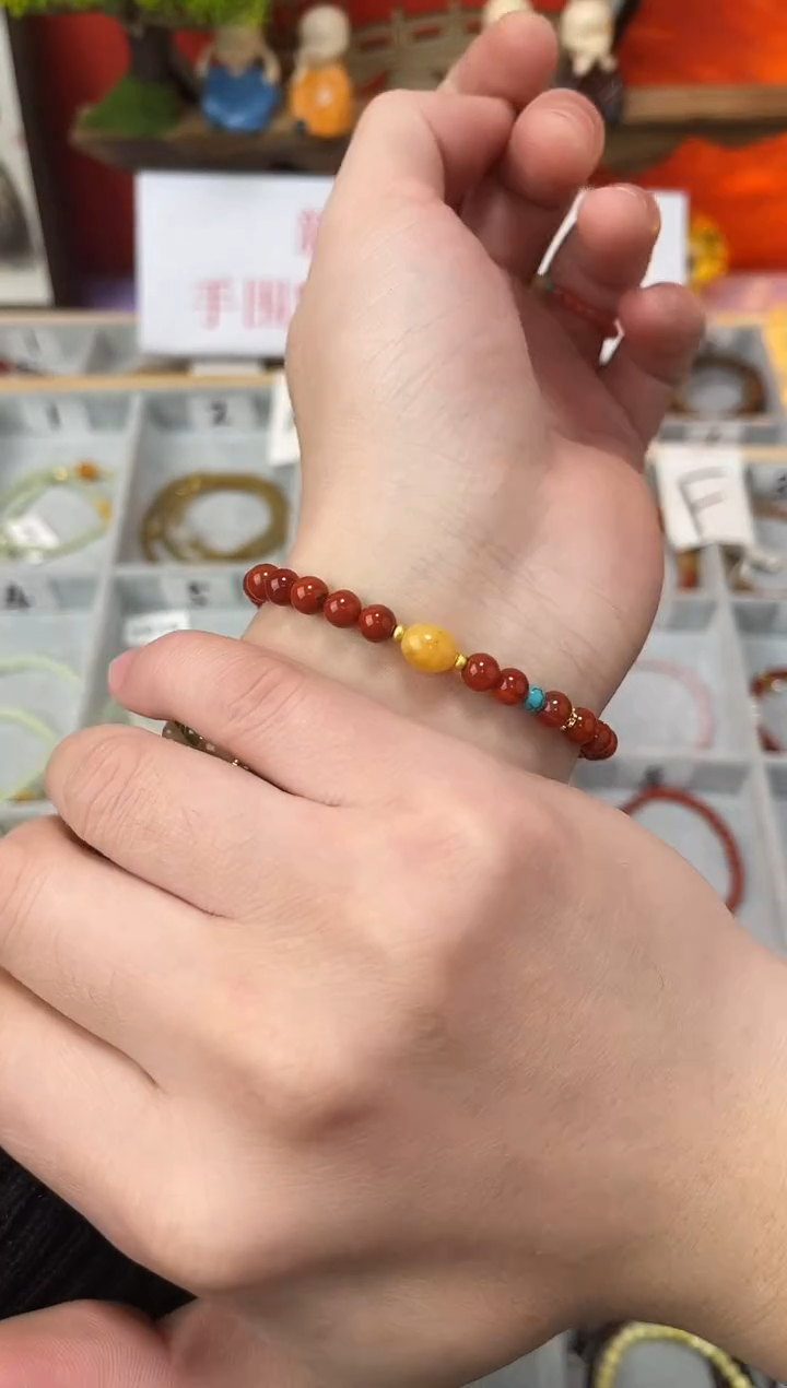 【闪购商品】南红玛瑙手串未镶嵌0.5南红单圈蜜蜡QF-A230