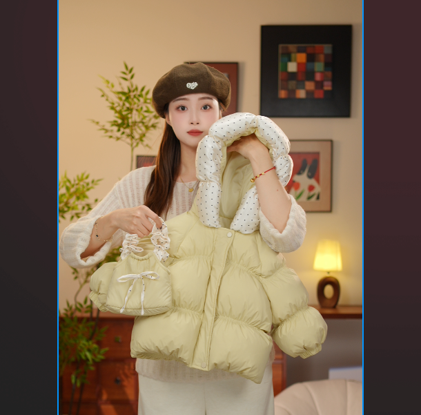 【YN童品】白鸭绒羽绒服女宝冬季加厚纯色波点帽檐连帽保暖韩版
