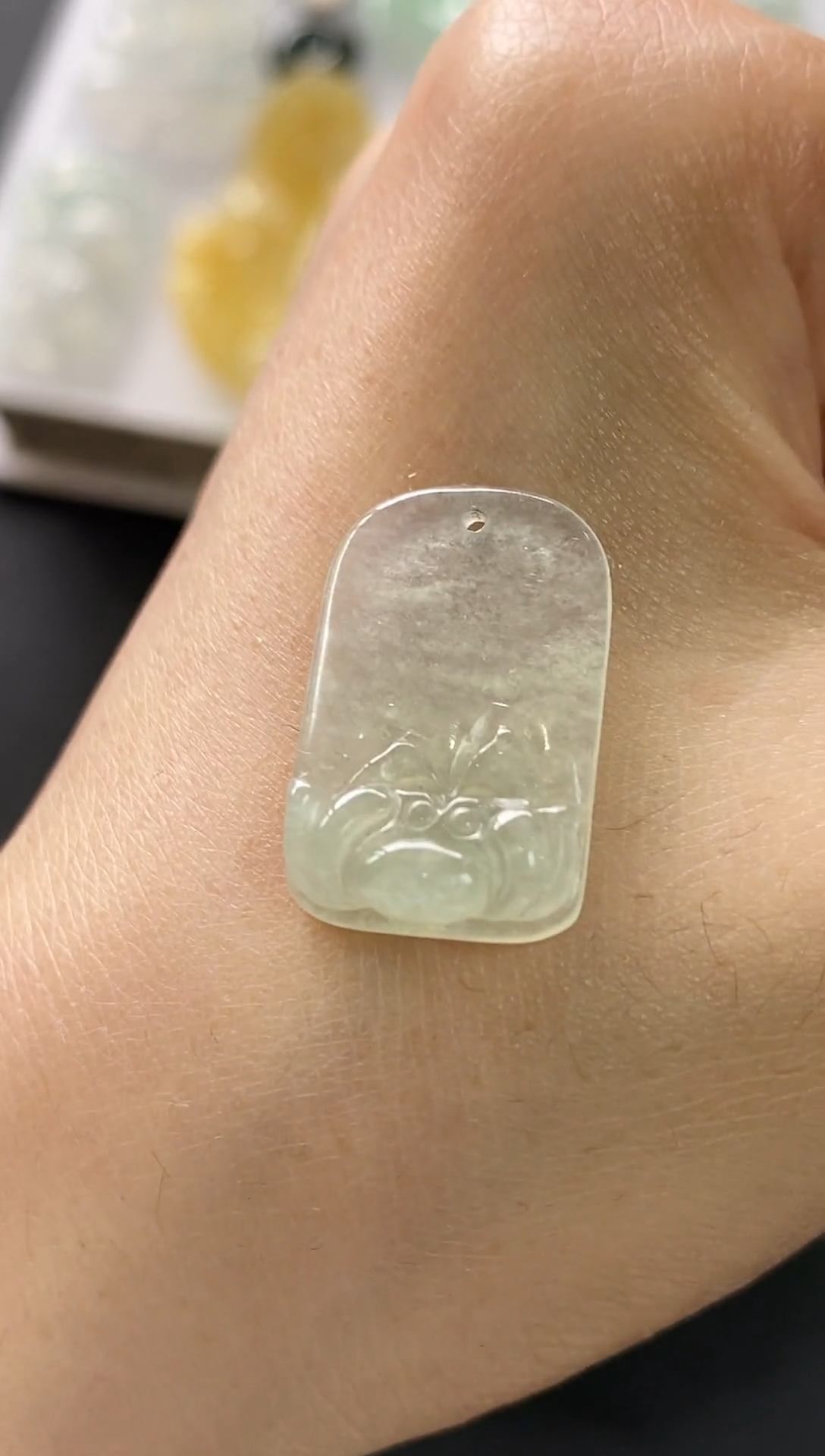 颈饰银S925镶嵌翡翠荷花~