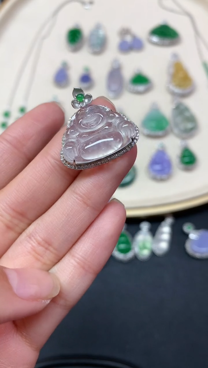 【闪购商品】翡翠吊坠(不含链)18K金镶嵌吊坠A354|5800