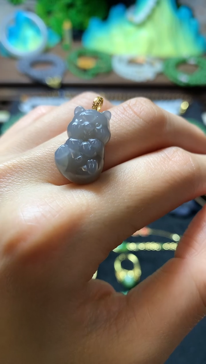 【闪购商品】和田玉颈饰18K金镶嵌吊坠