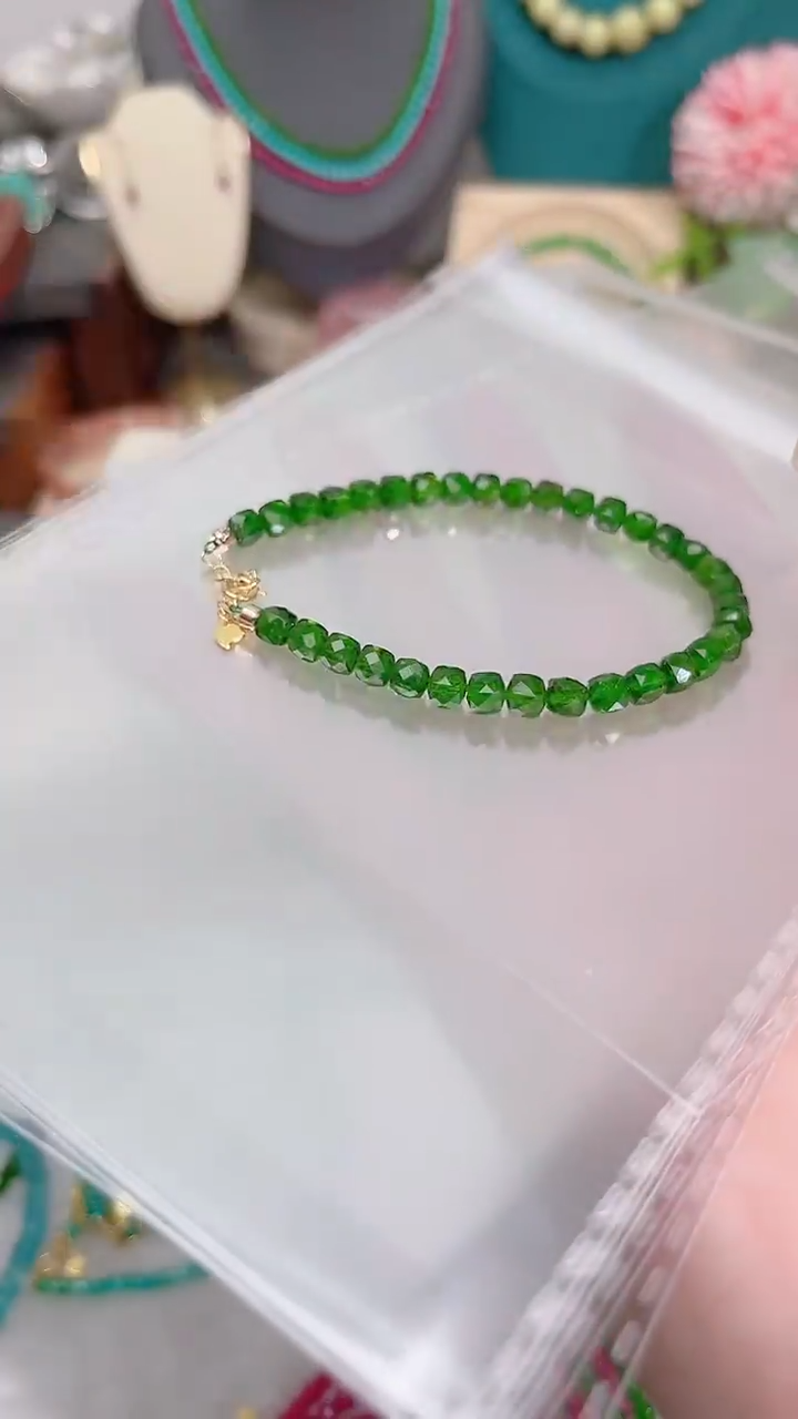 手链透辉石银S925镶嵌刻299