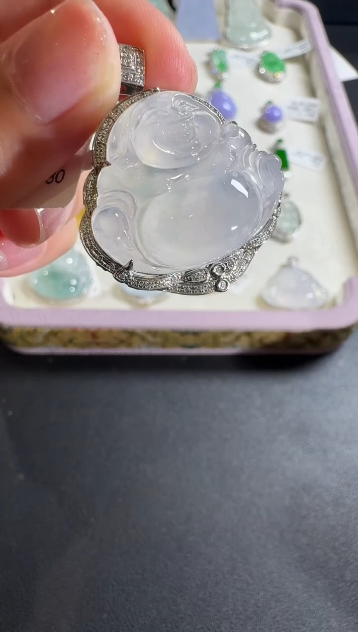 【闪购商品】翡翠吊坠(不含链)18K金镶嵌【源头工厂】钻石镶嵌