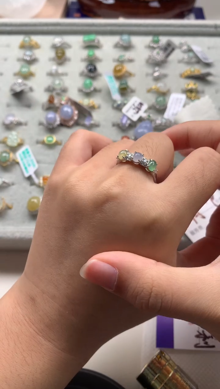 银S925镶嵌戒指翡翠7