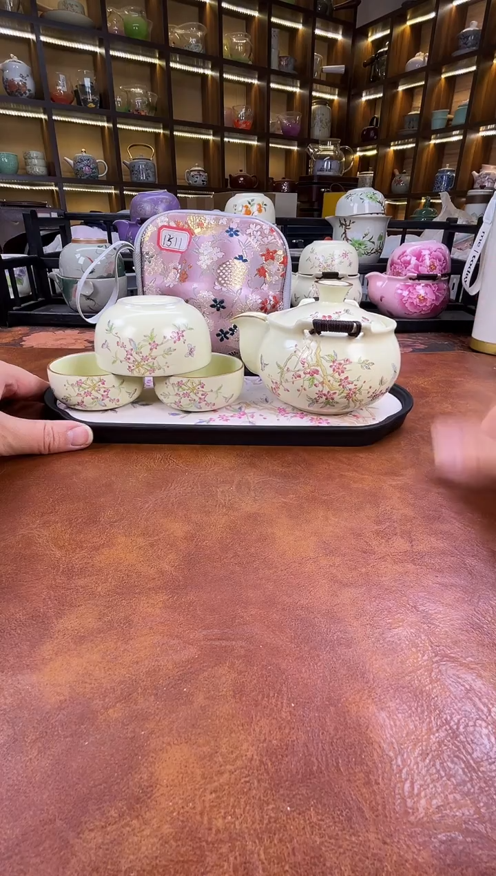 .桃花宝瓶旅行+长方桃花盘