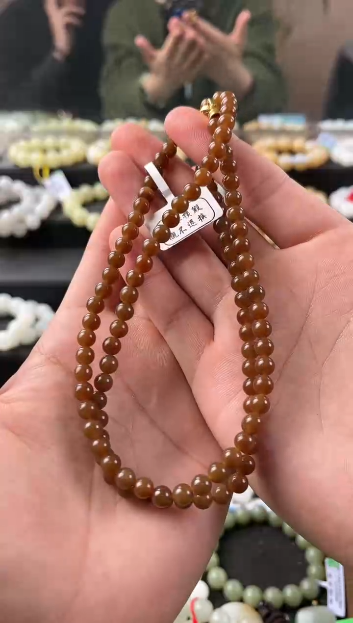 【闪购商品】和田玉项链未镶嵌且末金山纯糖项链卡6mm微色差