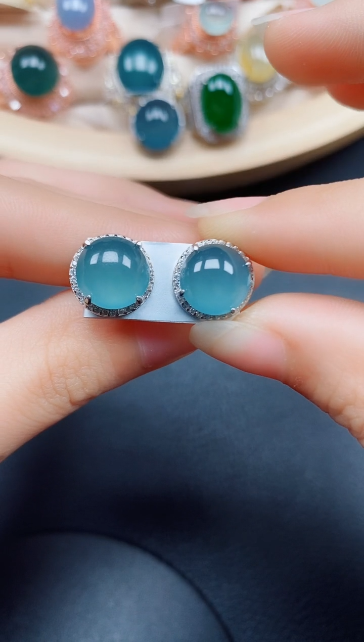 【闪购商品】翡翠耳饰银S925镶嵌翡翠