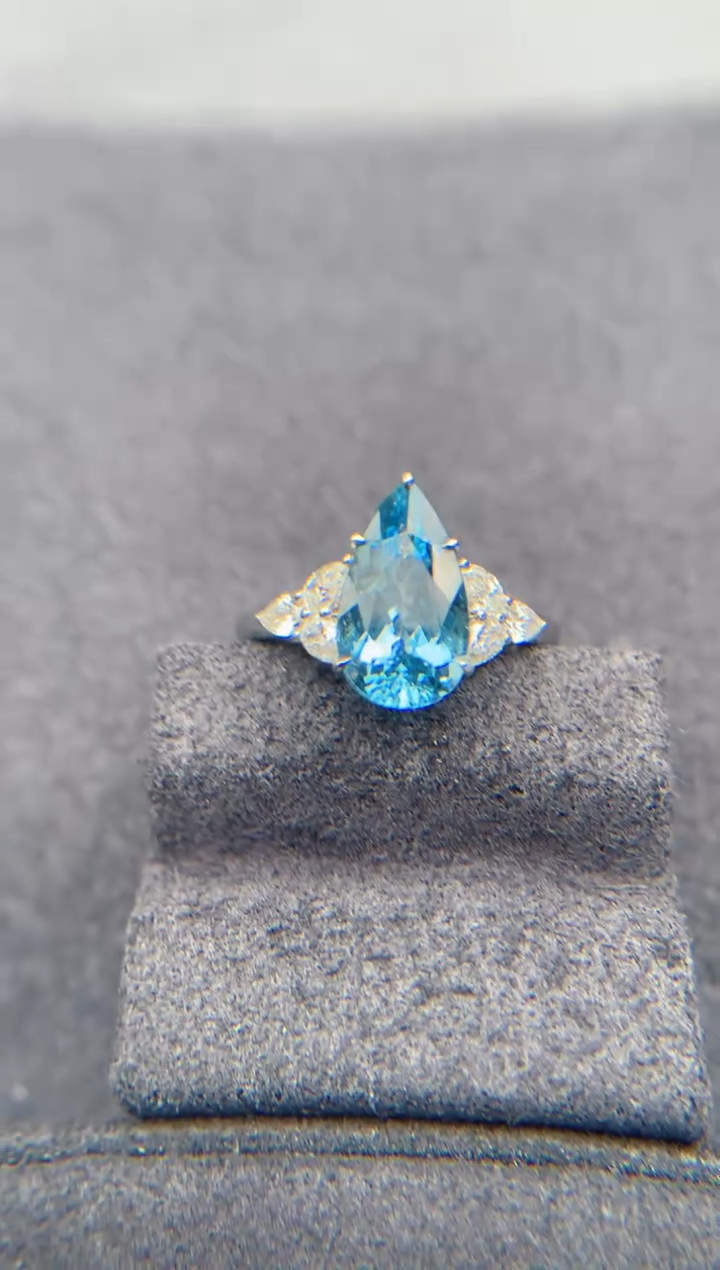 18K金镶嵌戒圈海蓝宝石1.9ct海蓝宝FD