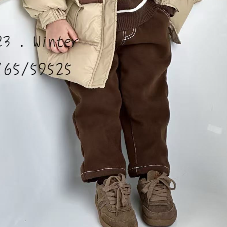 小熊妮儿童秋冬加绒裤子一体绒休闲裤 59525