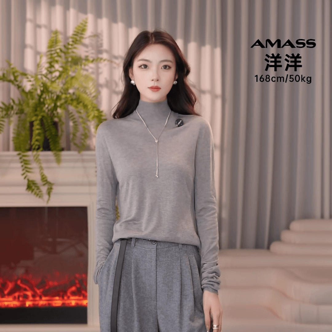 AMASS/阿玛施新款针织衫柔软秋冬半高领针织打底衫538092-4T16531