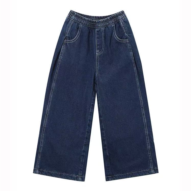 微瑕】门店同款女童牛仔裤儿童冬季新款加绒加厚阔腿裤子