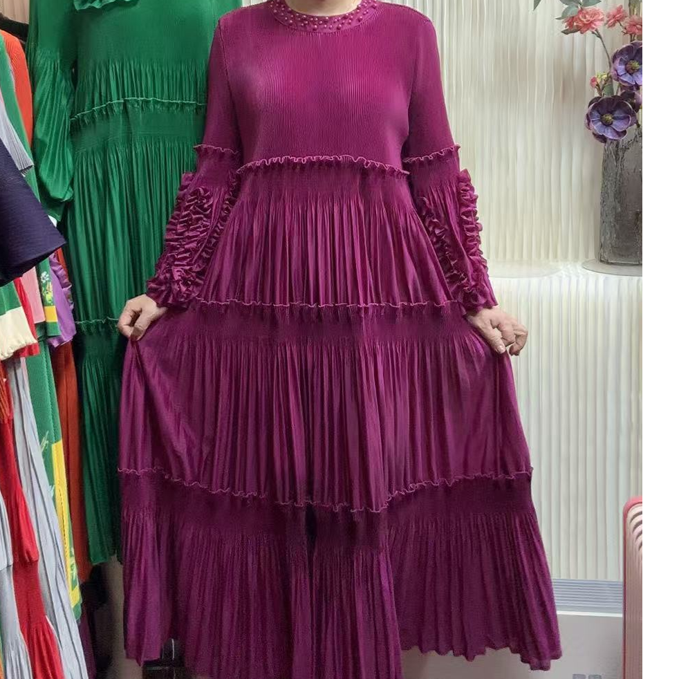 褶皱新款净版洋气钉珠蛋糕裙