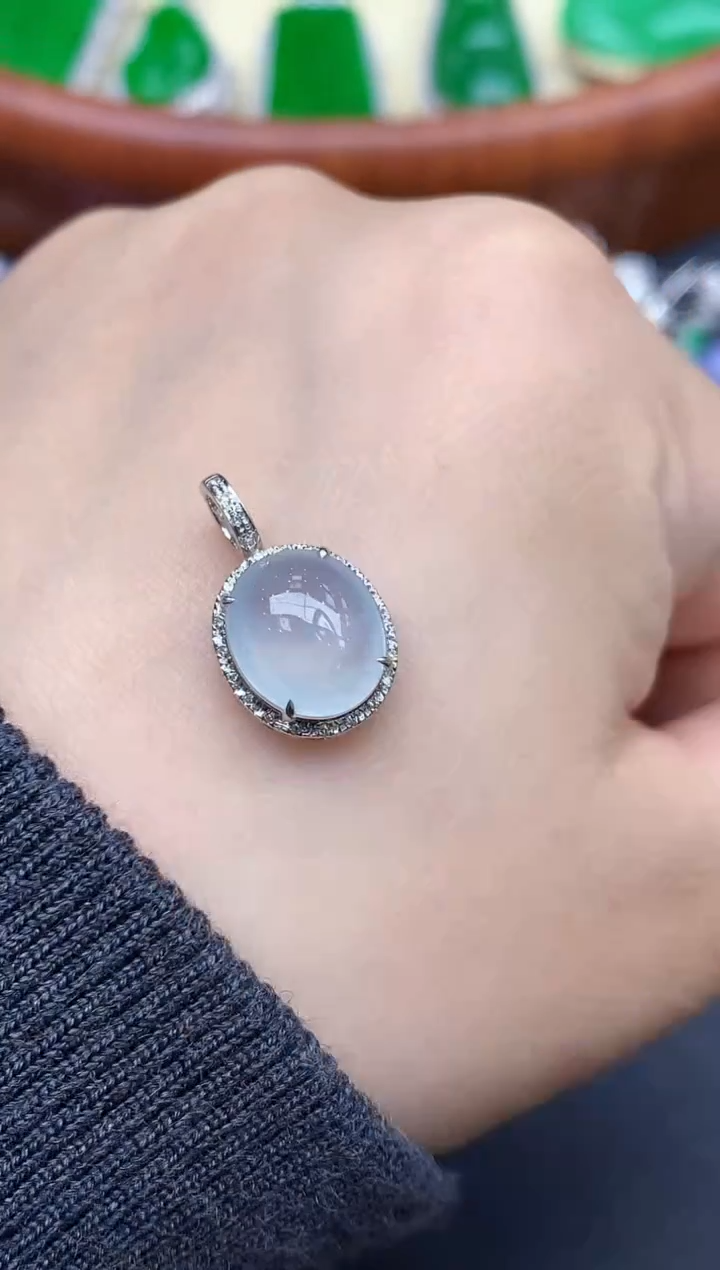 颈饰18K金镶嵌翡翠203-中国好珍宝