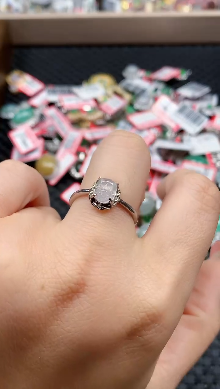 银S925镶嵌戒指翡翠天然A货缅甸翡翠