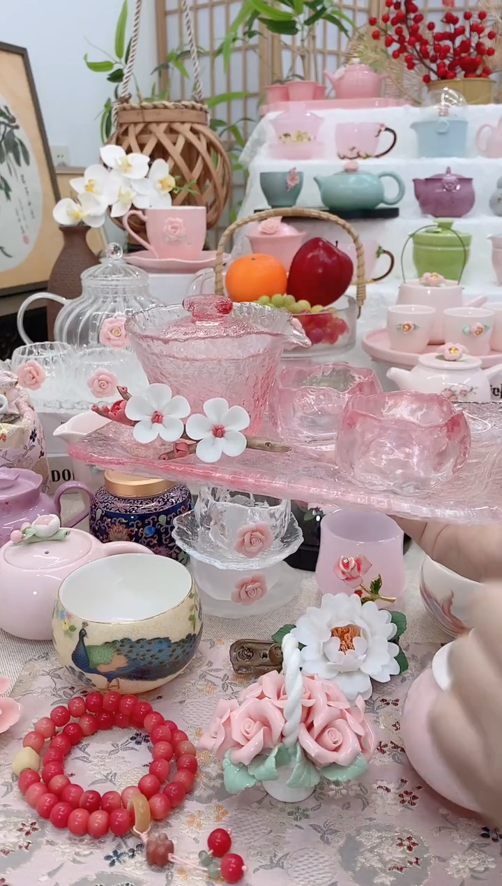 瓷片浪漫樱花粉色茶具20251211582