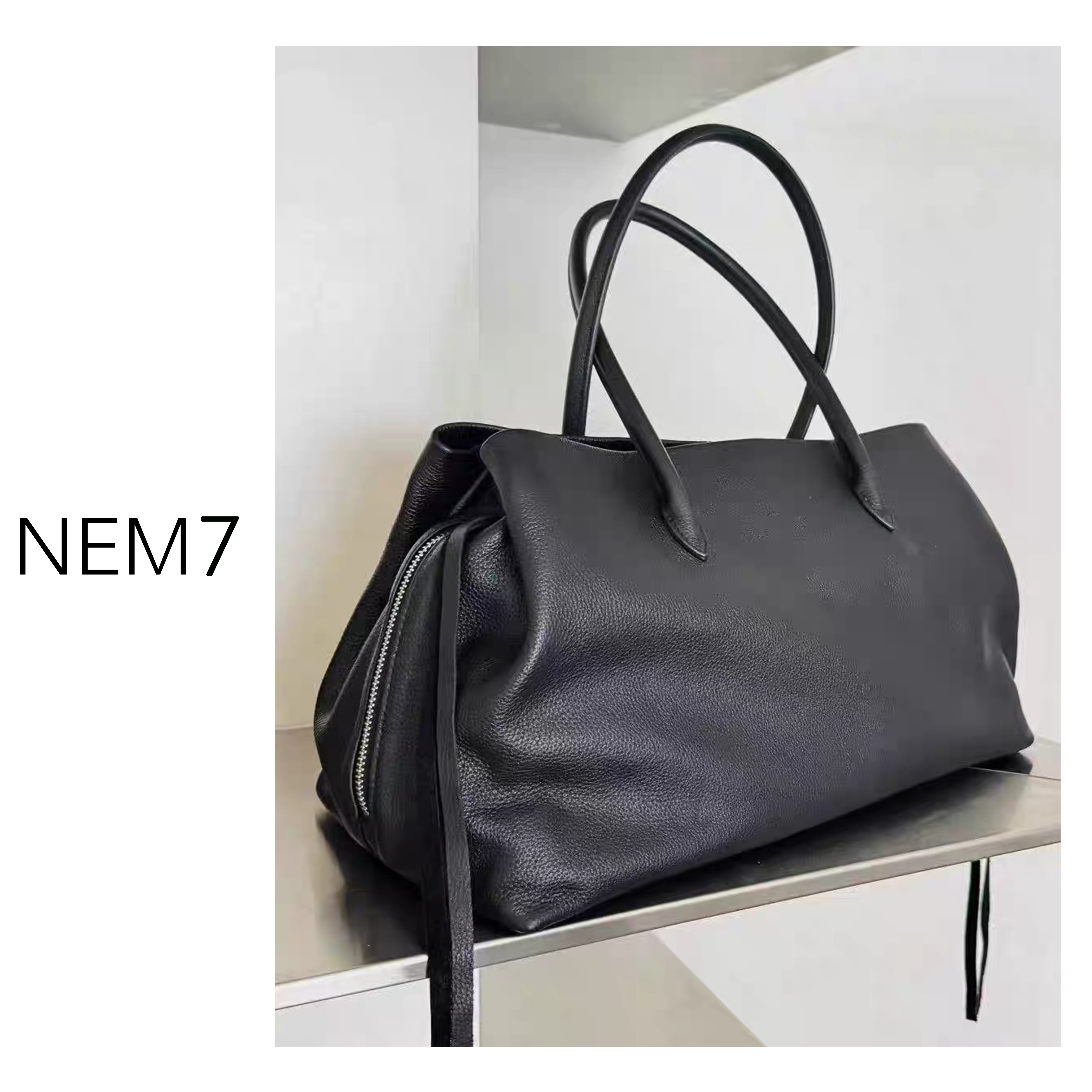 NEM7 小众设计tote包头层牛皮简约高级大容量通勤百搭包