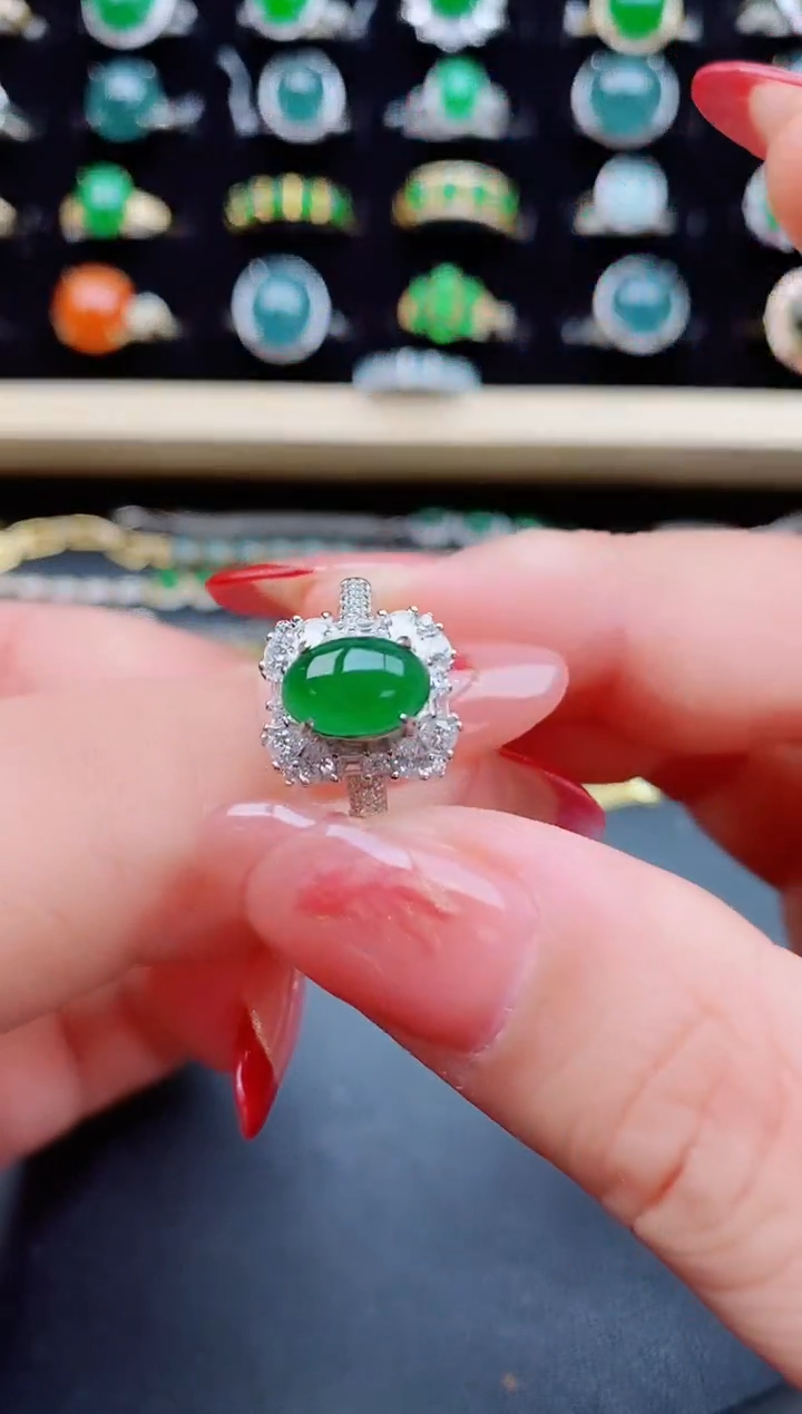 【闪购商品】翡翠戒指银S925镶嵌5085508