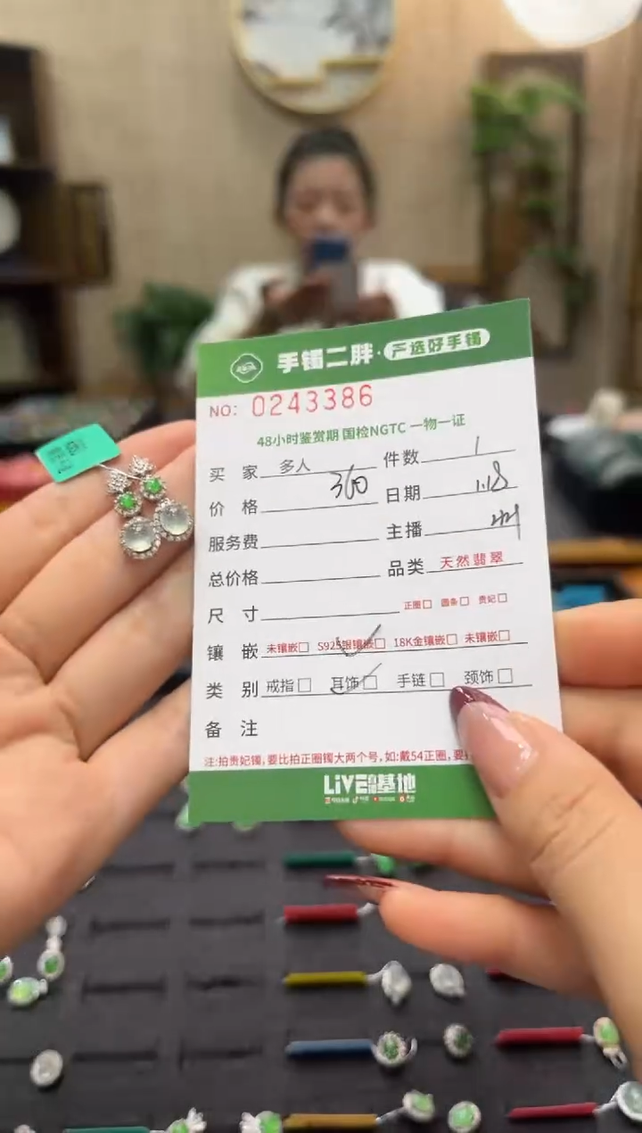 【闪购商品】翡翠耳饰银S925镶嵌多人