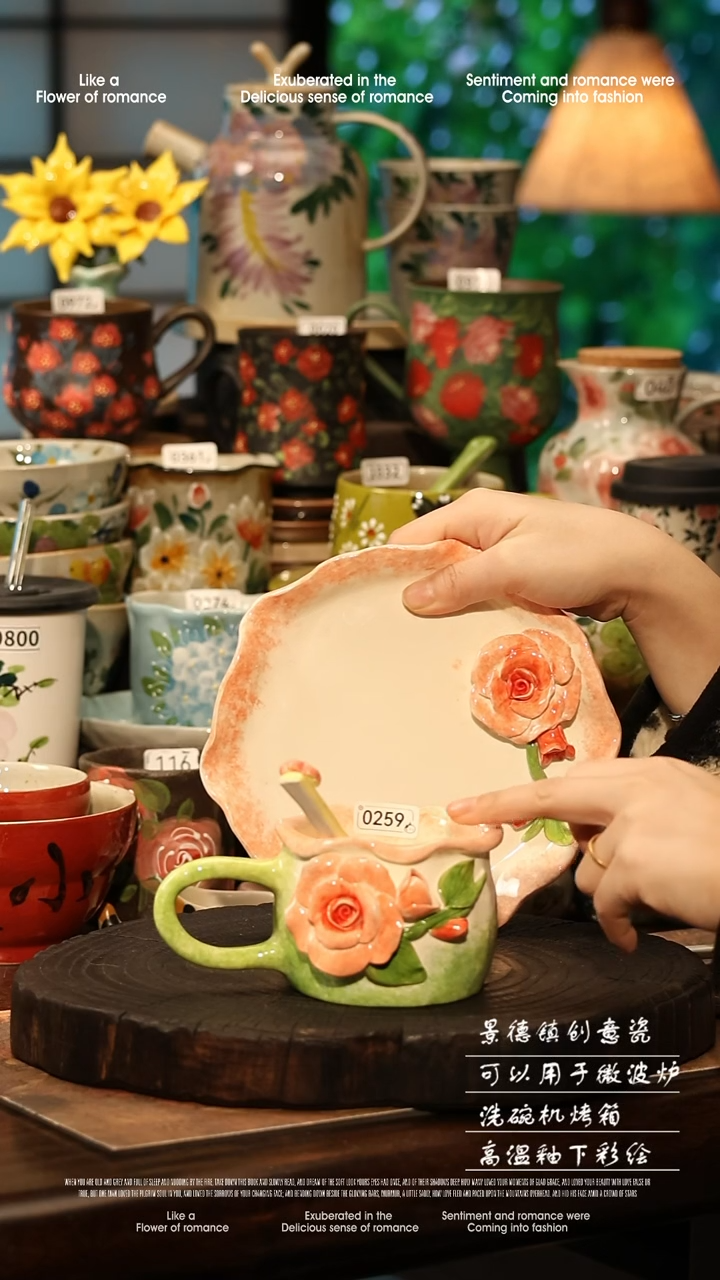 陶瓷景德镇高温釉下彩手工手绘款式@A0259@