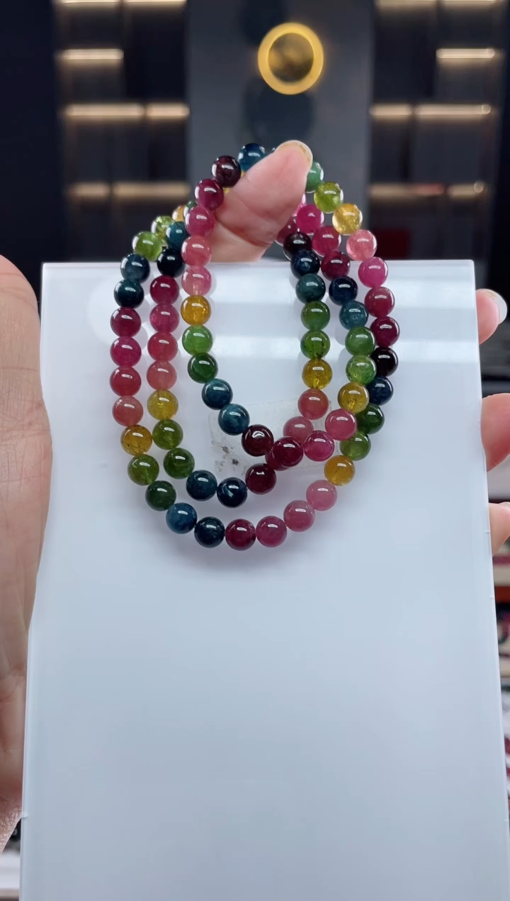 未镶嵌三圈手串碧玺（多样性发一条）Q
