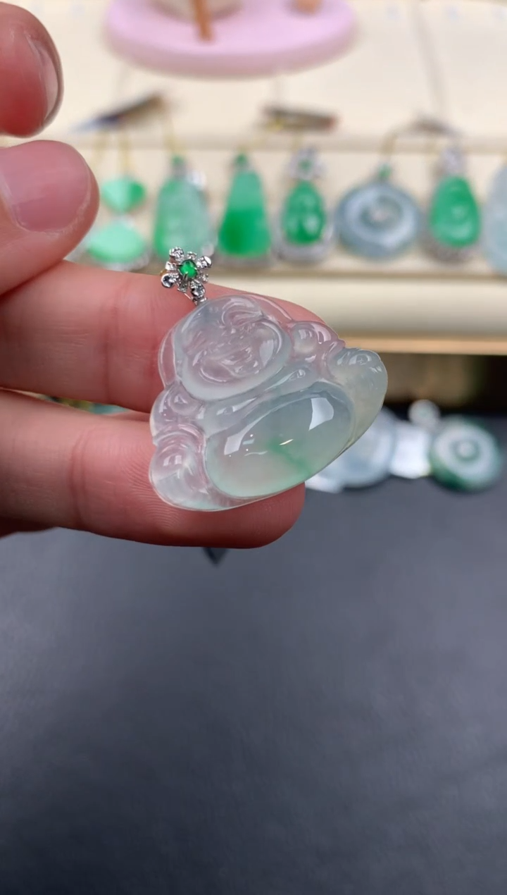 【闪购商品】翡翠挂件18K金镶嵌Q471    