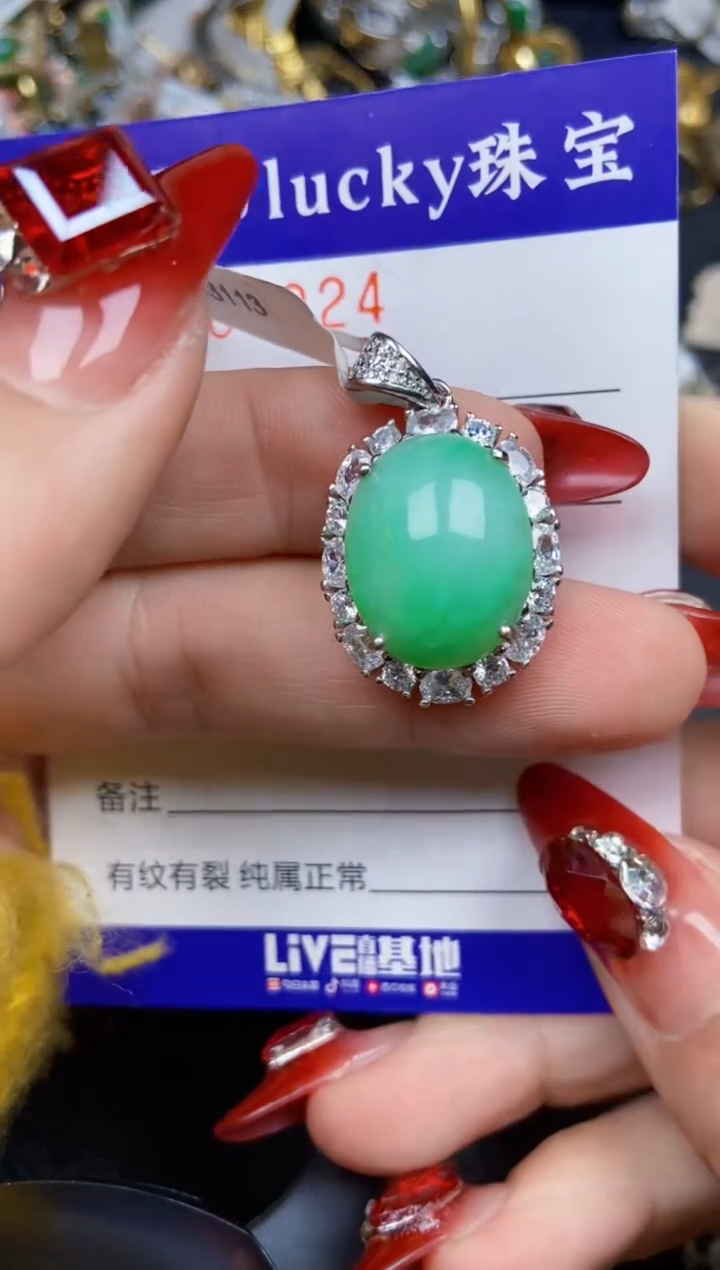 【闪购商品】翡翠颈饰银S925镶嵌9824
