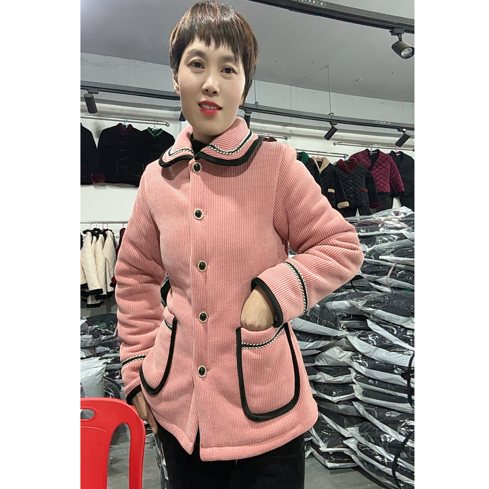 【新款】冬季时尚修身女士雪尼尔加厚保暖小香风套装