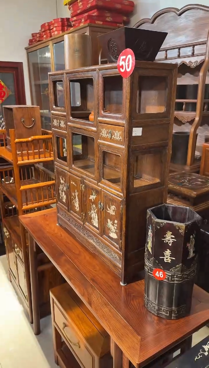 【闪购商品】木木艺缅花镶嵌梅兰竹菊柜子1980.88888