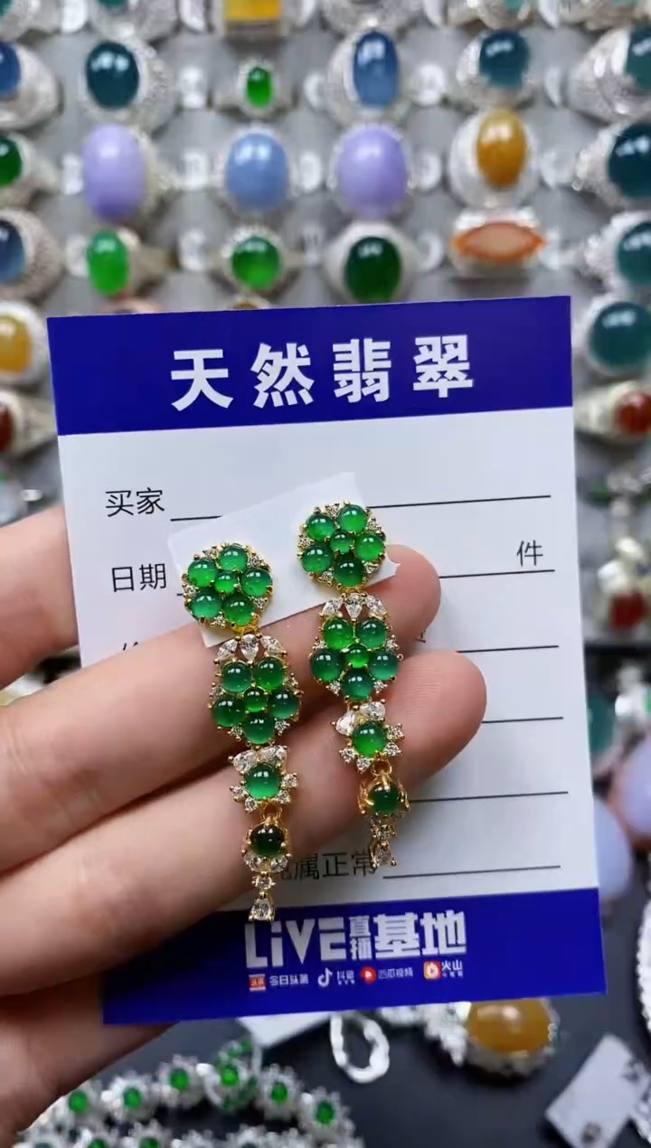 【闪购商品】翡翠耳饰银S925镶嵌0429