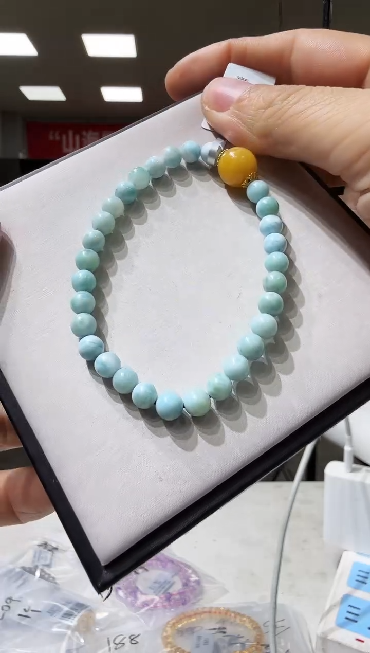 未镶嵌针钠钙石（海纹石）手链优0191 约5mm