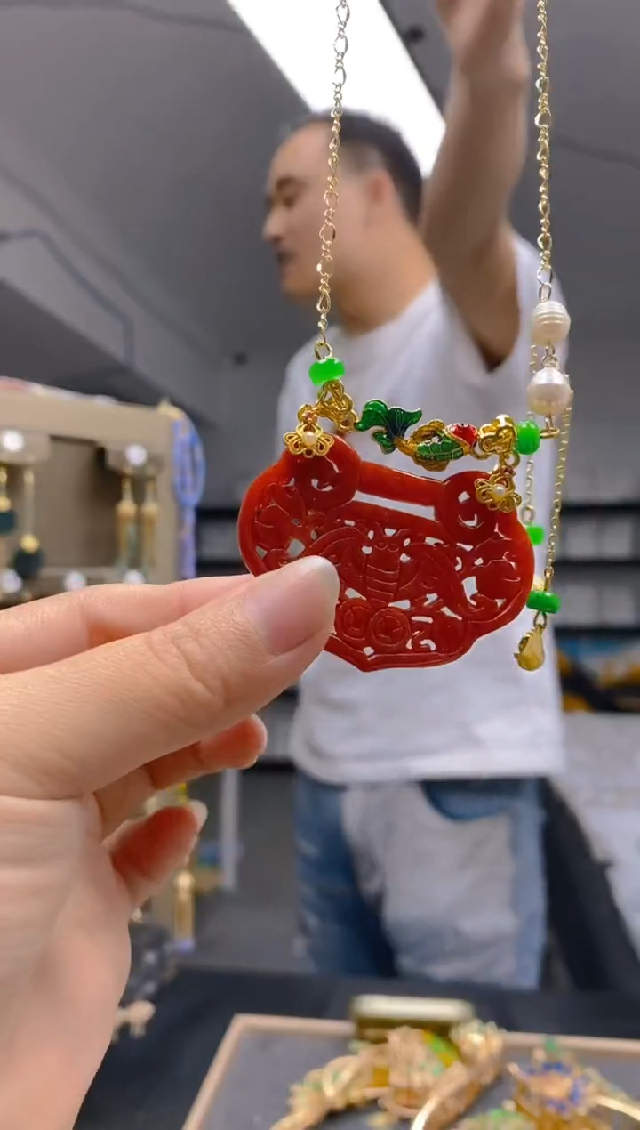 翡翠合金耳饰0317翡翠锁骨链