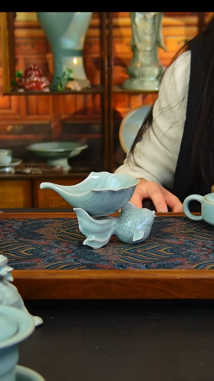 瓷片如鱼得水茶漏，，
