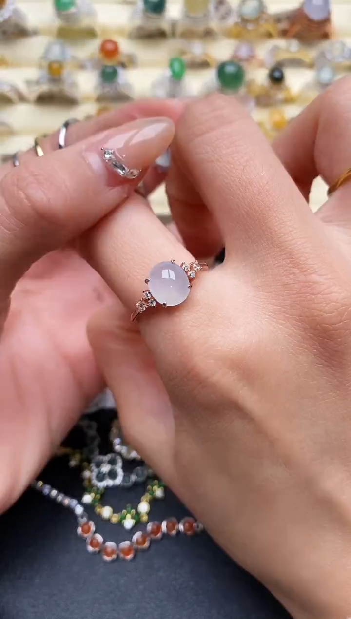 【闪购商品】翡翠戒指银S925镶嵌5555555+7