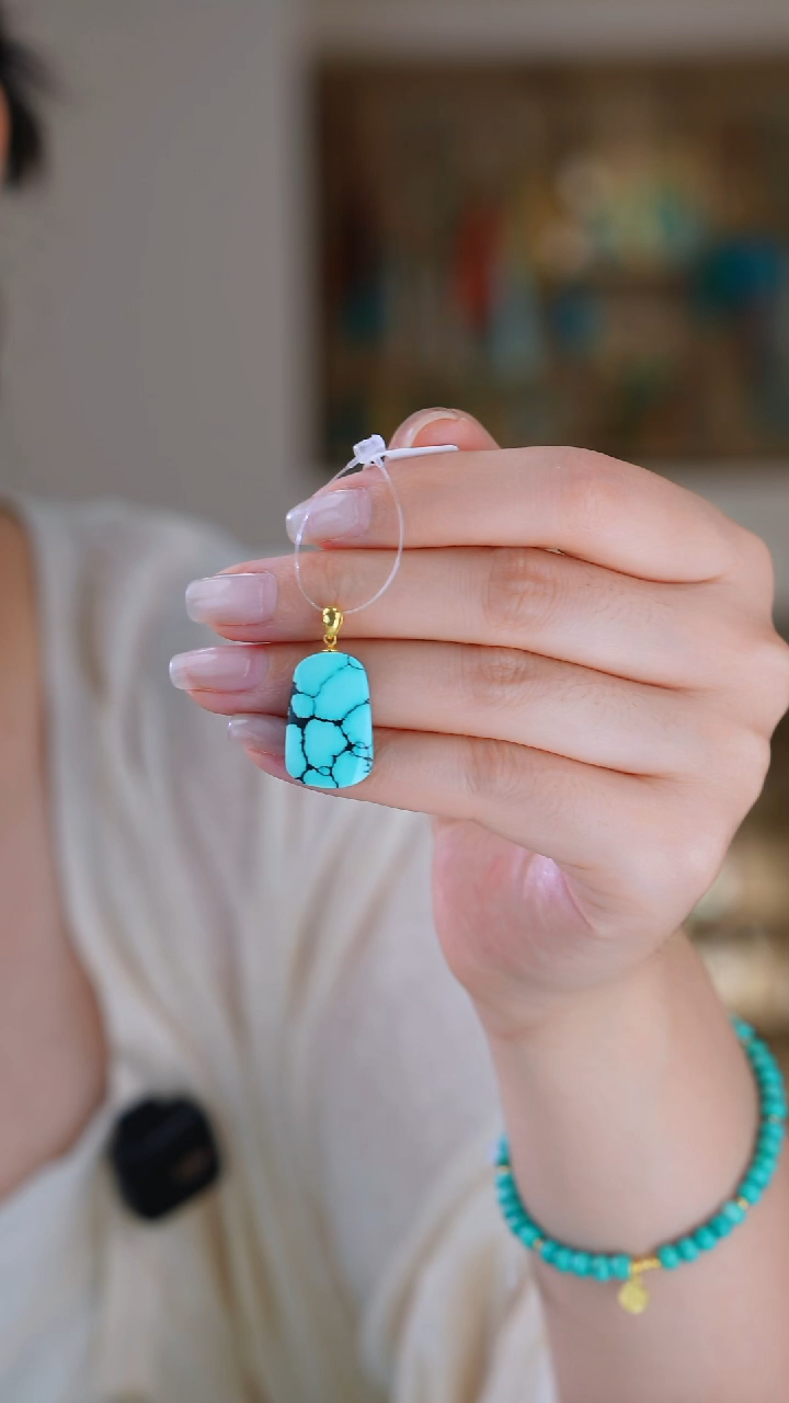 绿松石18K金镶嵌吊坠(赠链)1