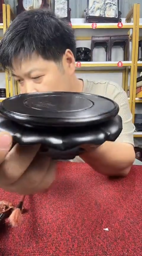 黑酸枝木类置物架紫光檀11.5CM魏霞款