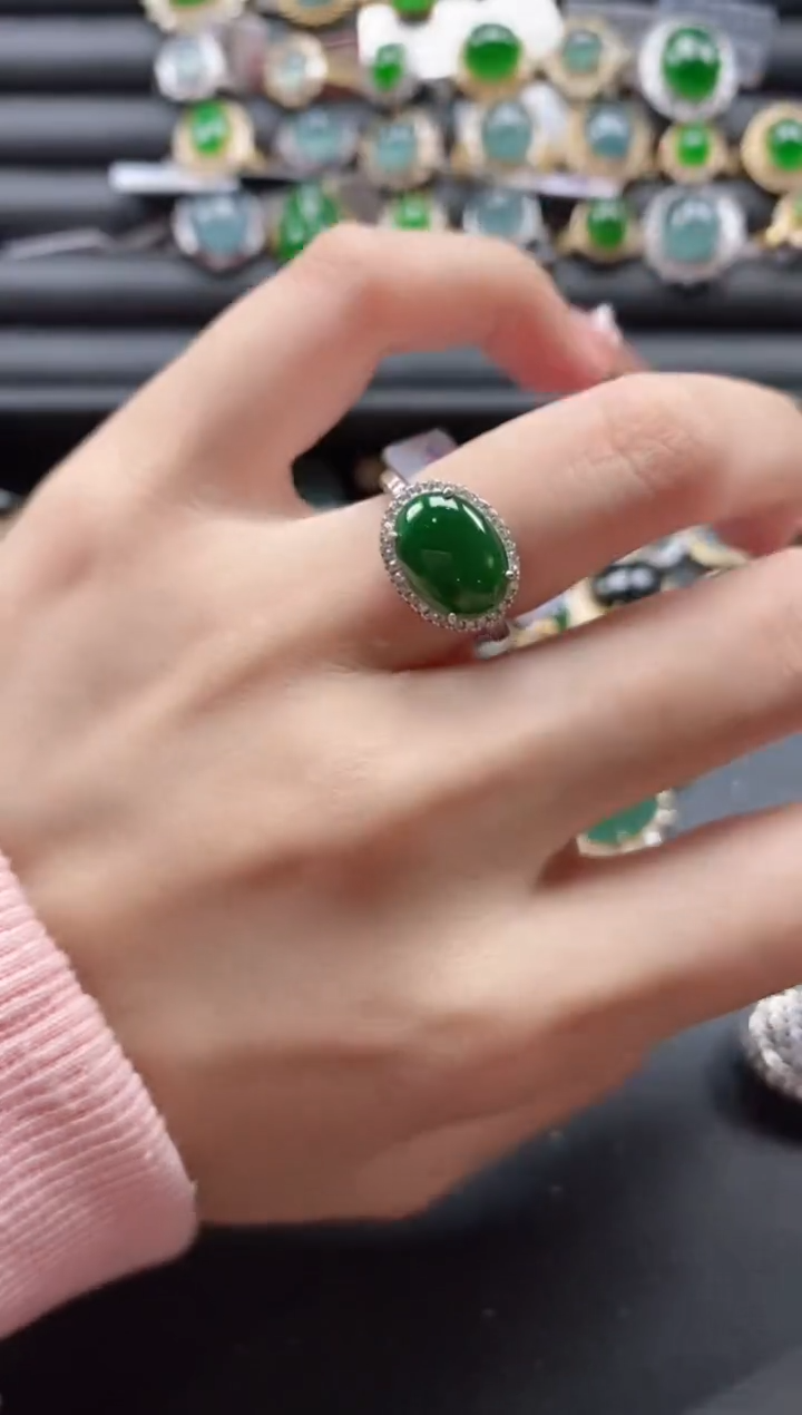 【闪购商品】翡翠戒指银S925镶嵌511511