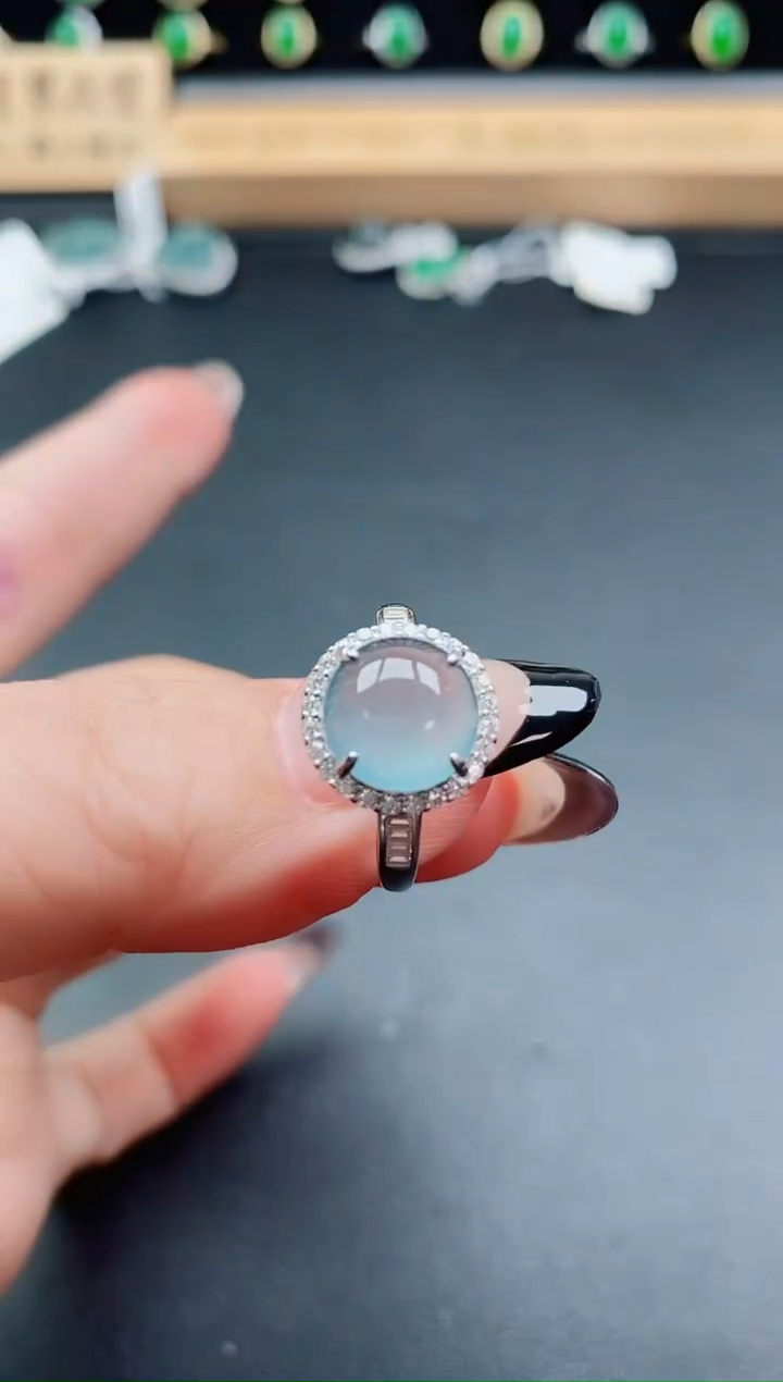 银S925镶嵌戒指翡翠1