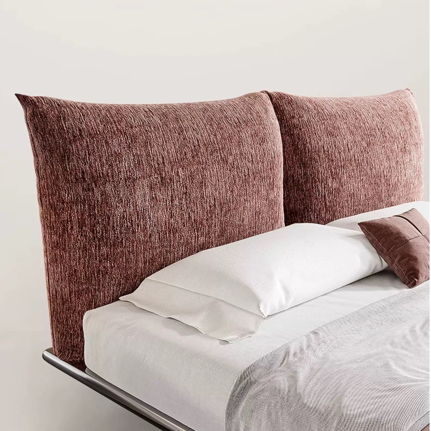 悬浮花瓣床意式极简高端布艺床设计师轻奢不锈钢双人床工厂直销