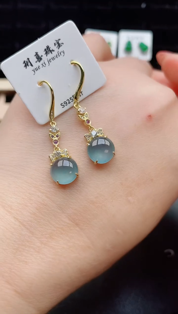 【闪购商品】翡翠耳饰银S925镶嵌121212