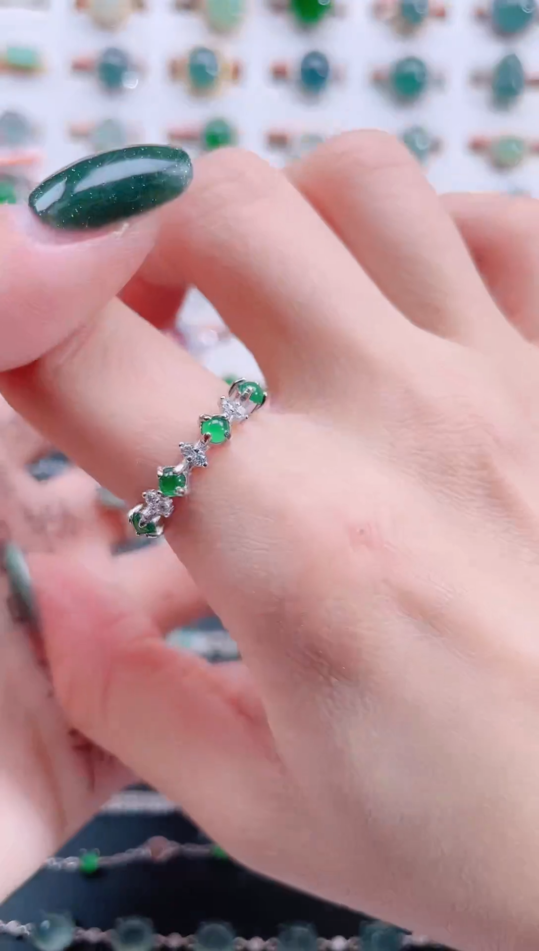 银S925镶嵌戒指翡翠天然翡翠