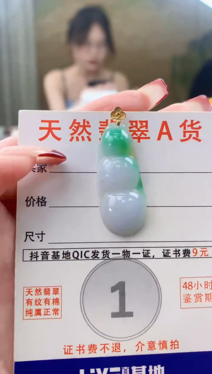 颈饰18K金镶嵌翡翠天然A货翡翠挂件