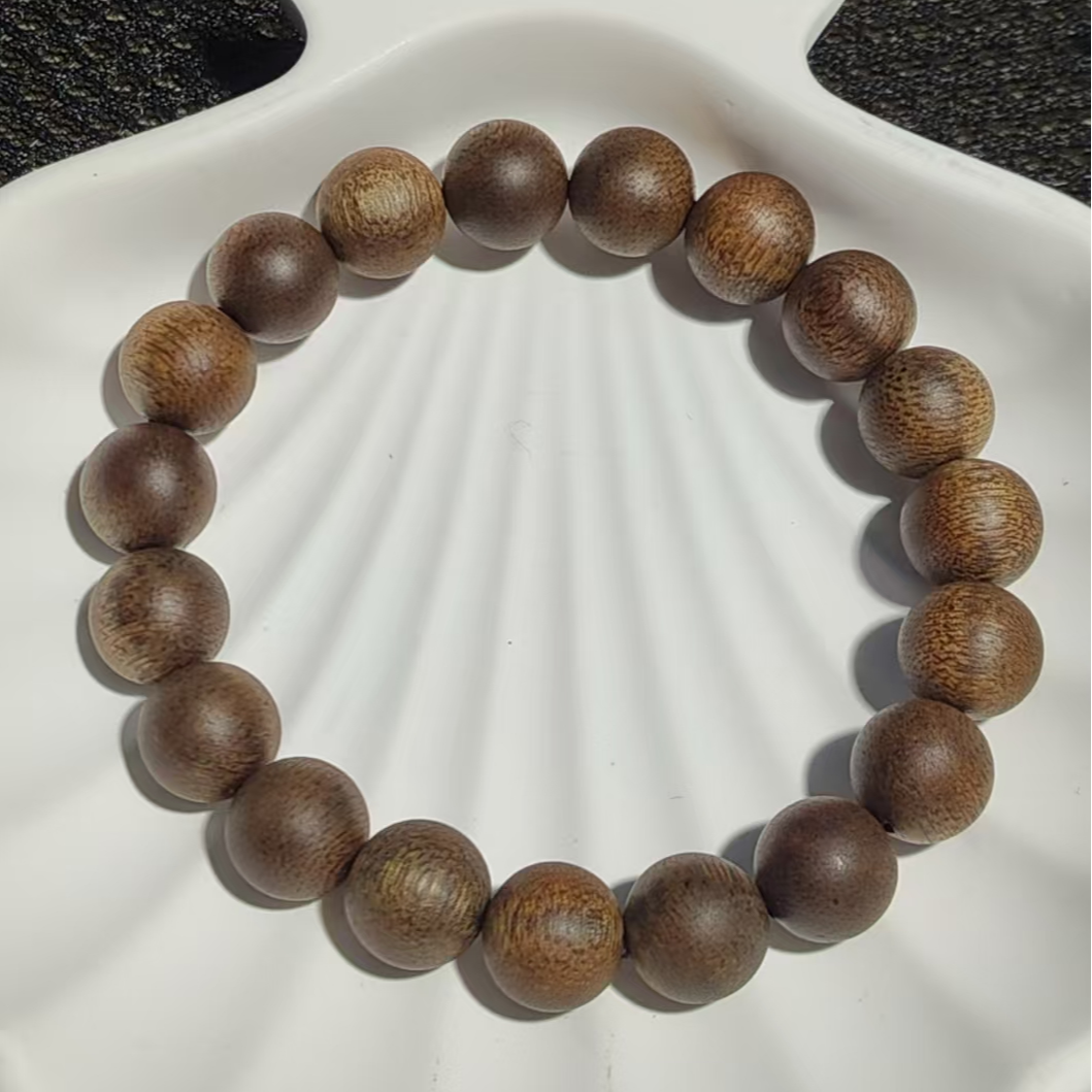 bg014海南莺歌绿奇楠沉香九分沉水1.0圆珠单圈手串