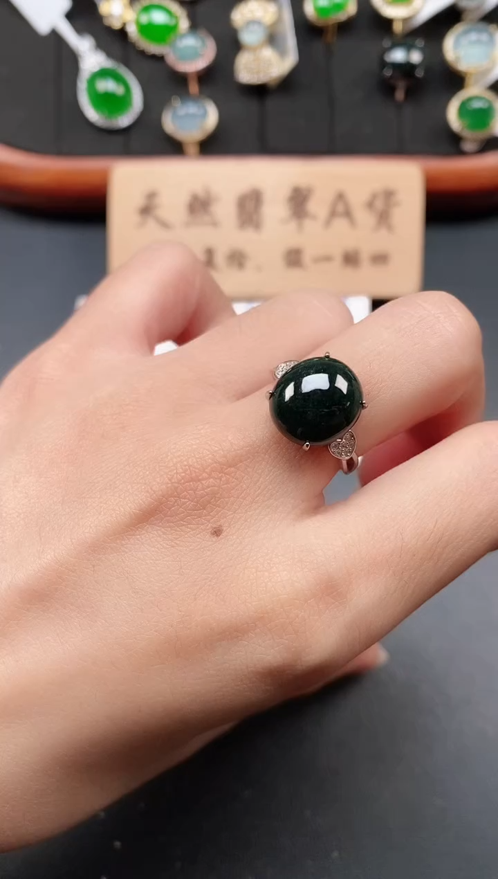 银S925镶嵌戒指翡翠11