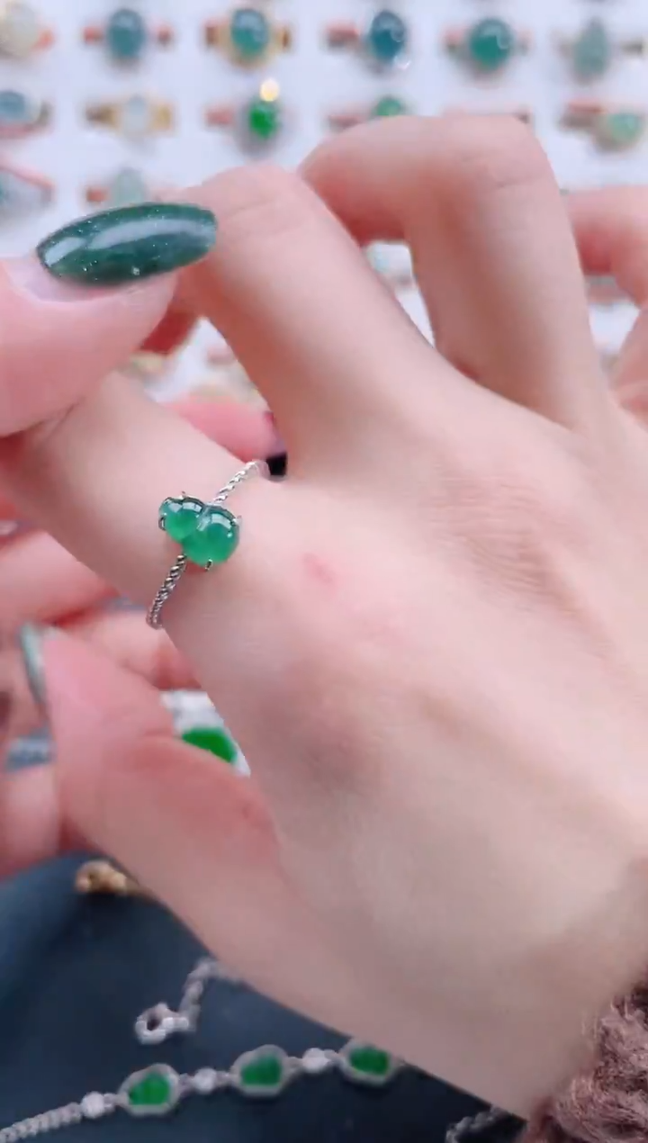 银S925镶嵌戒指翡翠天然翡翠