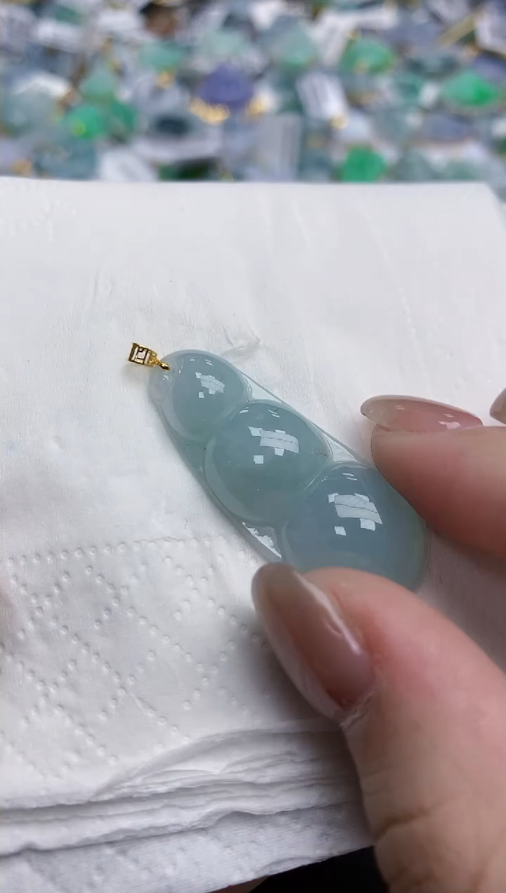 【闪购商品】翡翠颈饰18K金镶嵌天然缅甸翡翠A货