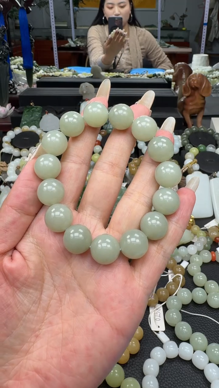 未镶嵌手链和田玉新疆且末天空蓝卡14