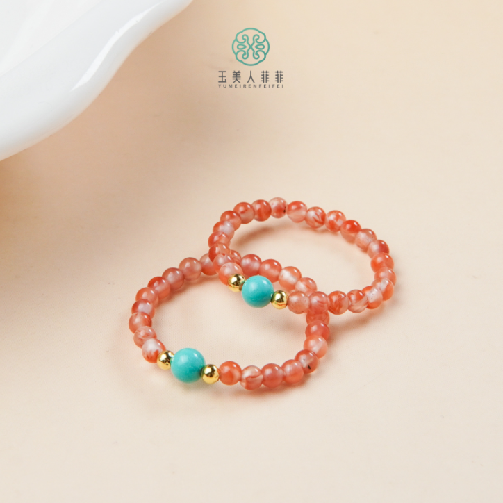 石惑珠宝%南红小米珠戒圈约3mm%多样性发一