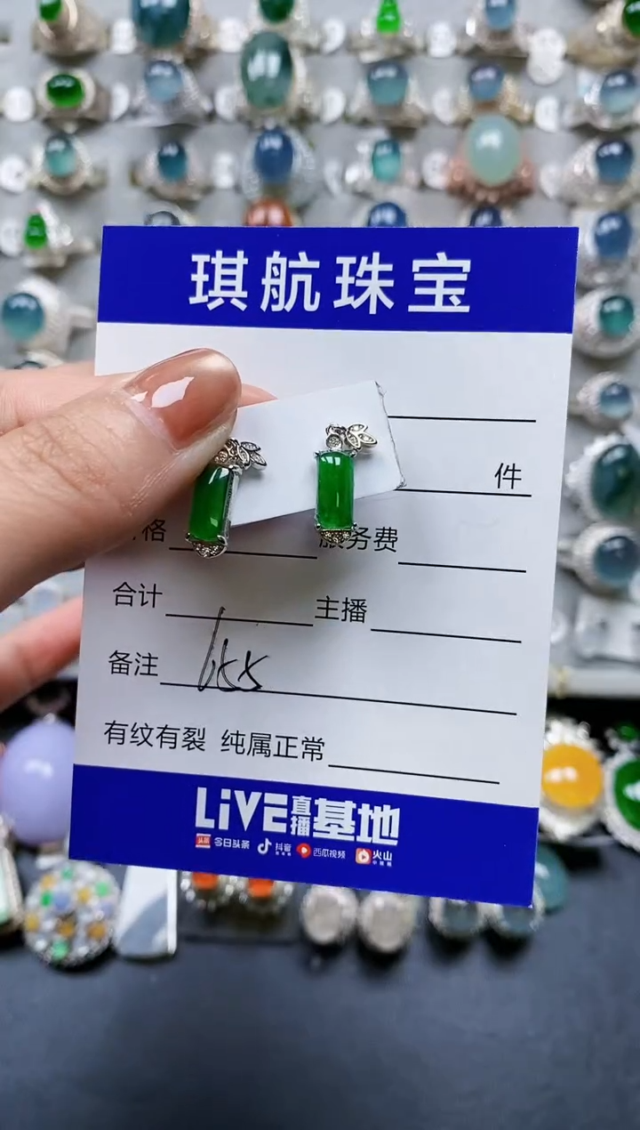 【闪购商品】翡翠耳饰银S925镶嵌0655
