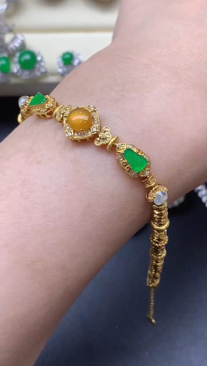 18K金镶嵌手链翡翠707-中国好珍宝