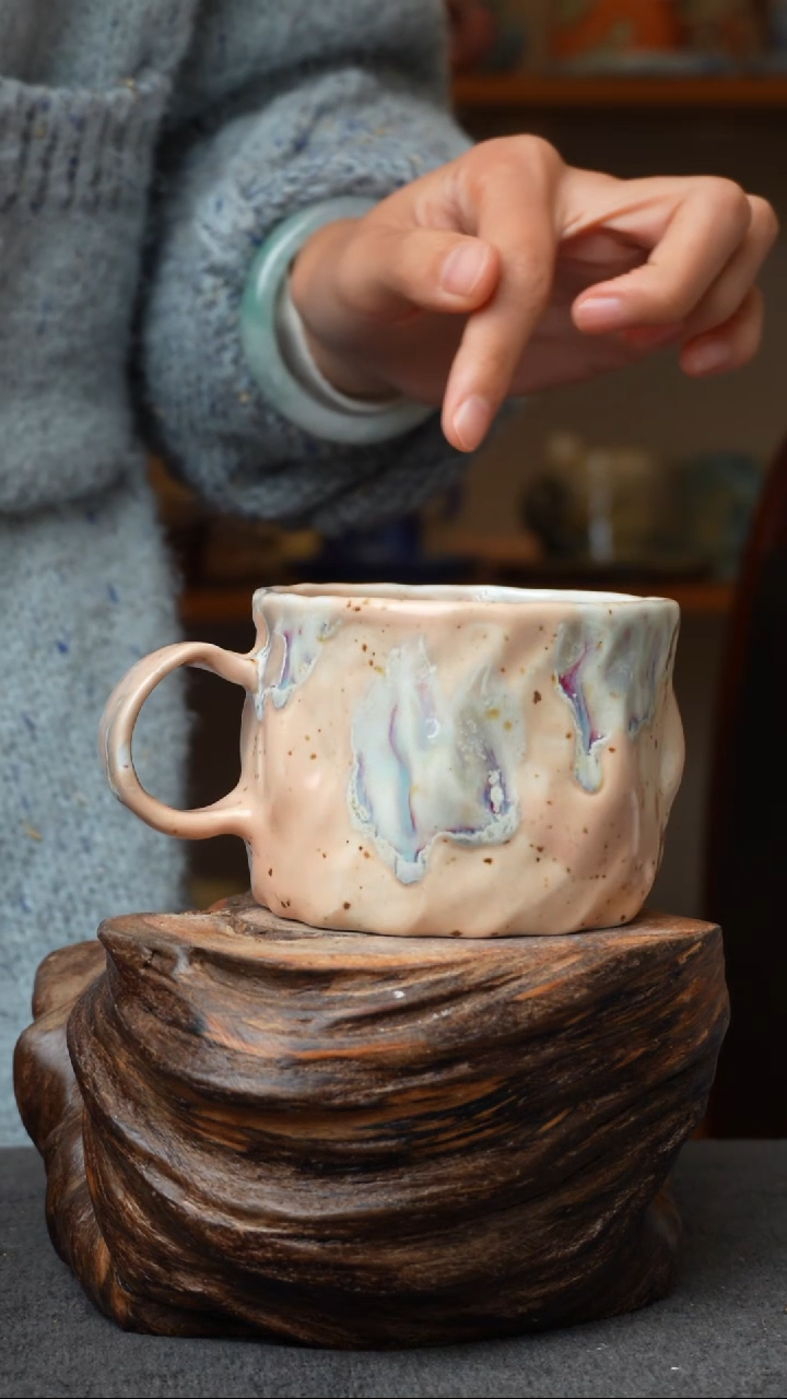 杯子陶瓷景德镇手工手创杯子 带冰裂纹